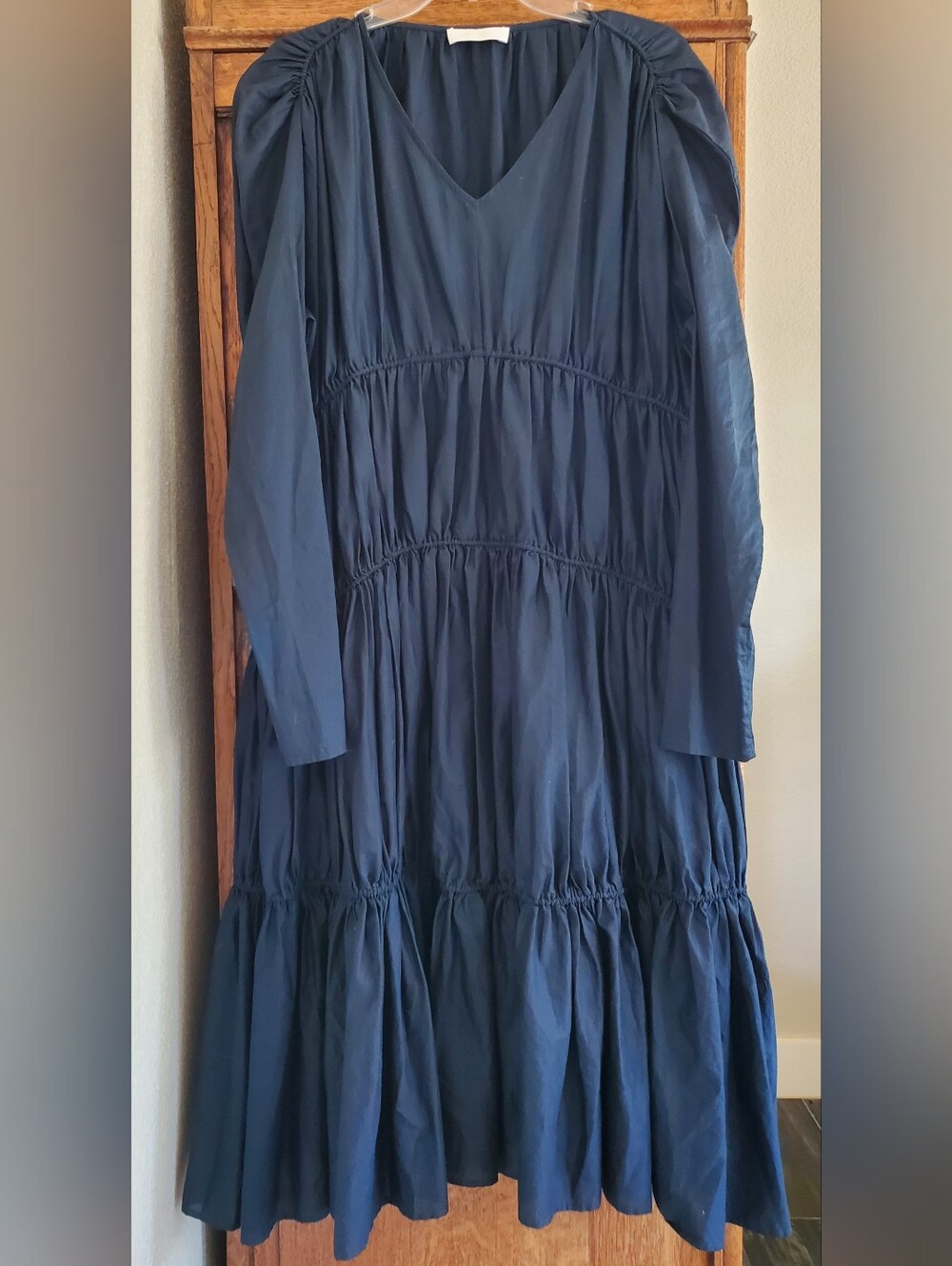 Merlette Ophelia Tiered Long-Sleeve Dress NAVY MED